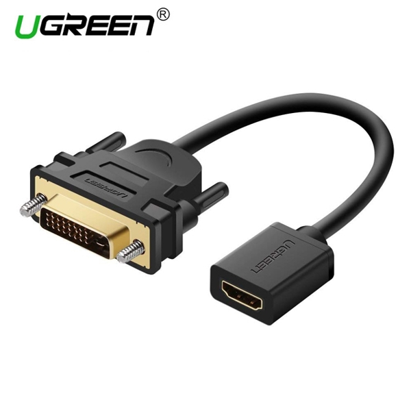 ადაპტერი UGREEN 20118 DVI Male to HDMI Female Adapter Cable 22cm (Black) DVI TO HDMI