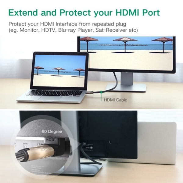 კუთხის HDMI ადაპტერი UGREEN HD112 (20109) HDMI Male to Female Adapter Down