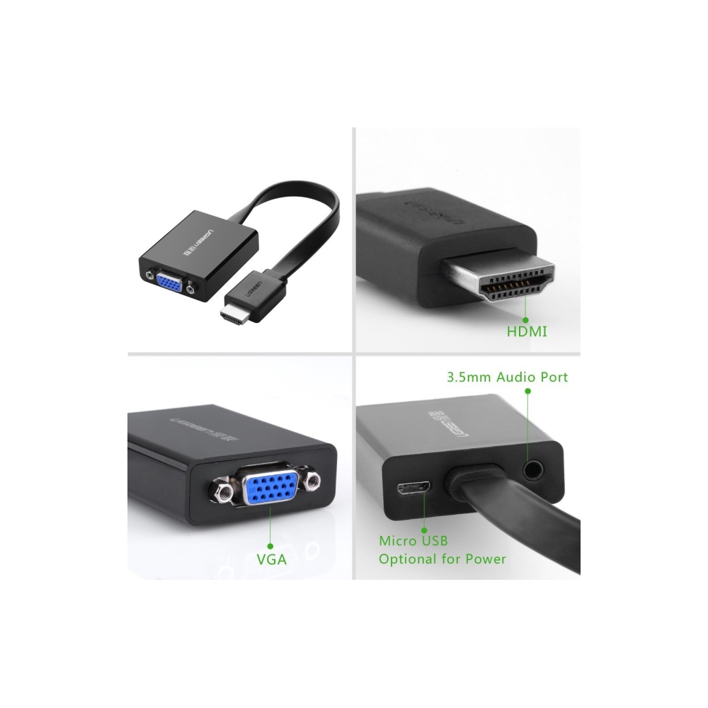 UGREEN MM103 (40248) HDMI to VGA Converter 25cm, Black