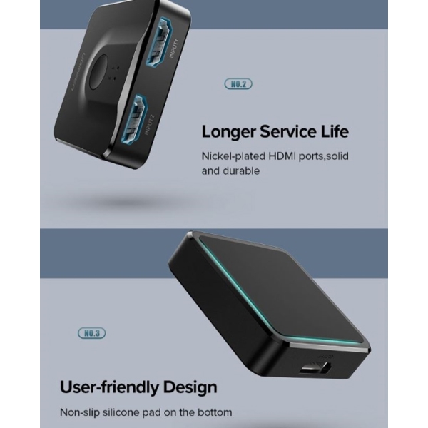 UGREEN CM217 (50966) 2 In 1 Out HDMI 1.4 Switcher 4Kx2K@30Hz