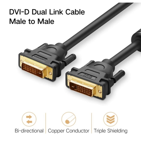 UGREEN DV101 (11672) DVI (24+1) Male to Male Cable Gold Plated 1m (Black)