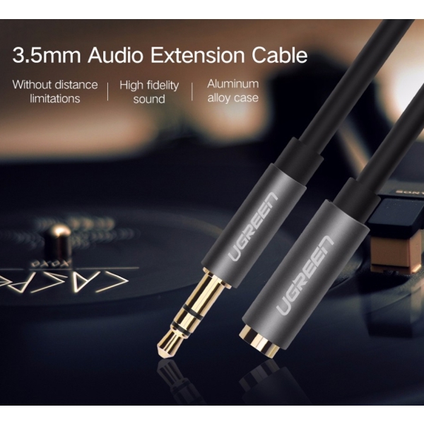 აუდიო კაბელი UGREEN AV118 (10538) 3.5mm Male to 3.5mm Female Extension Cable 5m (Black)