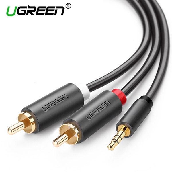 AUX კაბელი UGREEN AV102 (10514) 3.5mm Female to 2 RCA Male Audio Cable 10m (Gray)