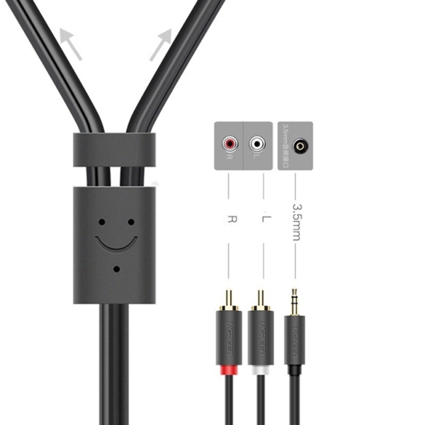 AUX კაბელი UGREEN AV102 (10514) 3.5mm Female to 2 RCA Male Audio Cable 10m (Gray)