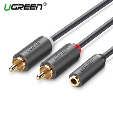 AUX კაბელი UGREEN AV102 (10588) 3.5mm Female to 2 RCA Male Audio Cable 1m (Gray)