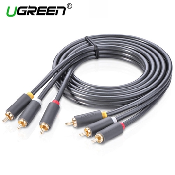 RCA კაბელი UGREEN AV105 (10524) 3RCA Male to 3RCA Male Cable 1.5m (Black)