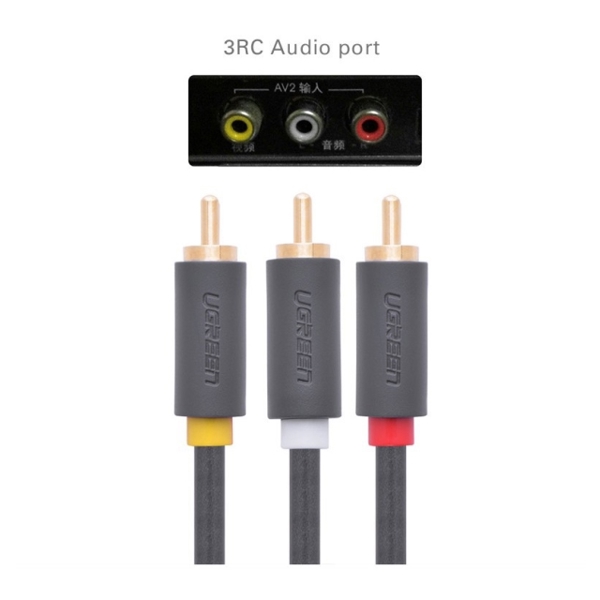 RCA კაბელი UGREEN AV105 (10524) 3RCA Male to 3RCA Male Cable 1.5m (Black)