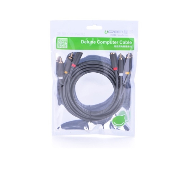 RCA კაბელი UGREEN AV105 (10524) 3RCA Male to 3RCA Male Cable 1.5m (Black)