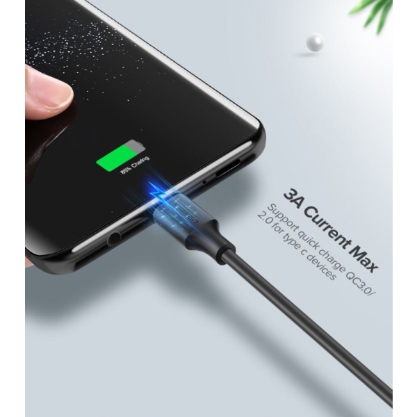 დამტენი USB UGREEN US287 (60116) USB 2.0 A to Type C Cable Nickel Plating 1m (Black)