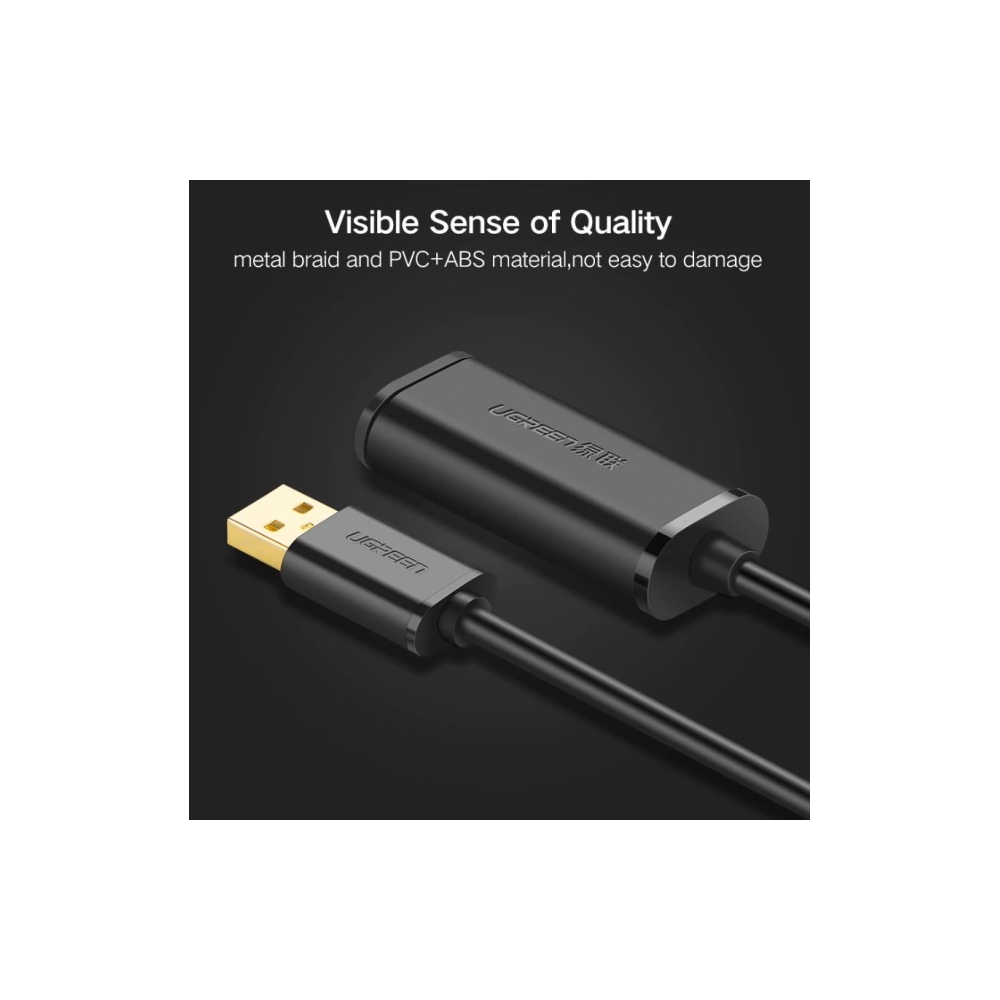 USB დამაგრძელებელი Ugreen US121 (10324) USB 2.0 Active Extension Cable with Chipset 20m (Black)