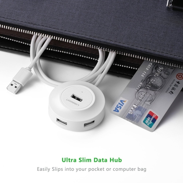 USB ჰაბი UGREEN CR106 (20270) USB 2.0 4 PORTS HUB 1M WHITE