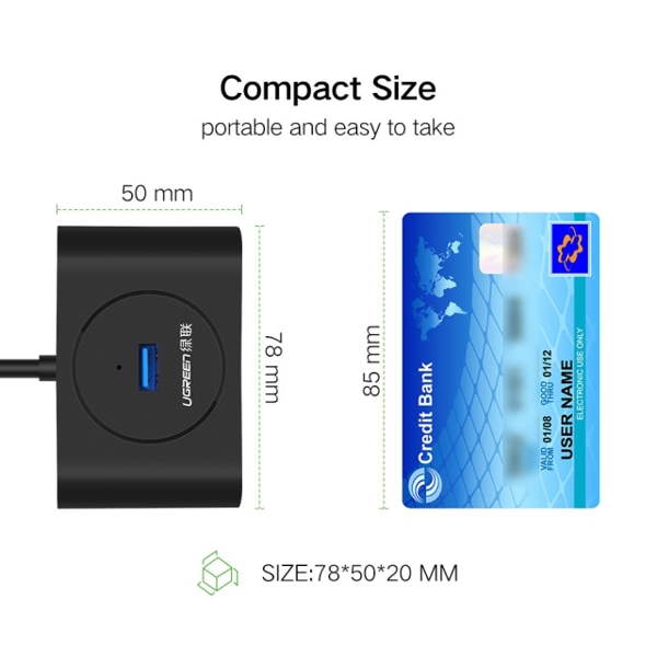 USB ჰაბი UGREEN CR113 (20290) NEW USB 3.0 4 Ports Hub w 0.5M