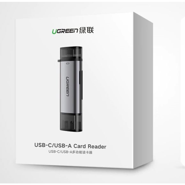 ბარათების წამკითხველი Ugreen 50706 Card Reader USB 3.0 SD/Micro SD TF OTG Card Adapter for Laptop USB 3.0 Type-C