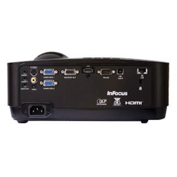 პროექტორი InFocus IN124x Projector: XGA (1024 x 768) resolution with HD Spatial Resolution Technology; 16:9, 16:10; 2000-5000 hour lamp; 3360-4200 lumens; Contrast ratio of 14000:1; Highly compatible throw ratio of 1.90:1; Zoom ratio: 1.1:1; Strong built-in 10-watt audio; Connections: 3.5mm stereo audio ×2, HDMI 1.4 (rear), Composite video, S-video, VGA x2; Distance From Screen: (16:9) 220-655 cm; Product Warranty: 2 Year; Lamp Warranty: 6 months
