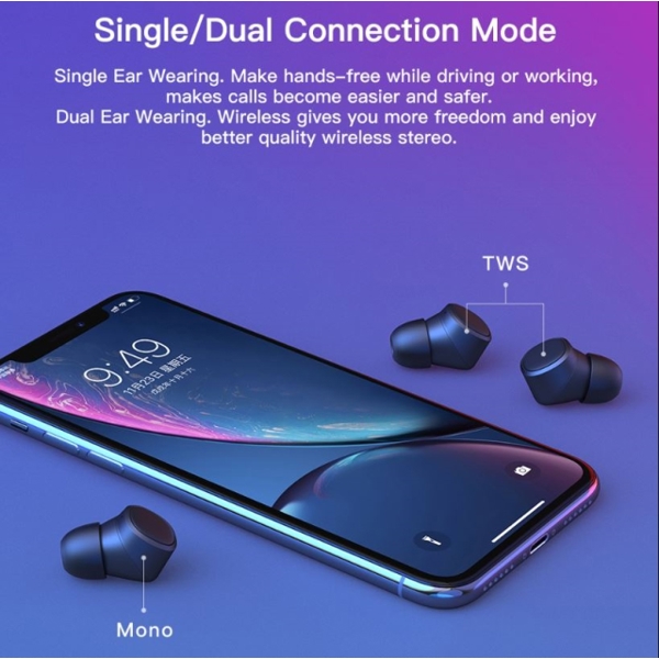 Bluetooth ყურსასმენი Tiso i4 Bluetooth 5.0 TWS in-ear headphones true wireless stereo 3D sports headphones IPX5 Waterproof headset with dual microphone