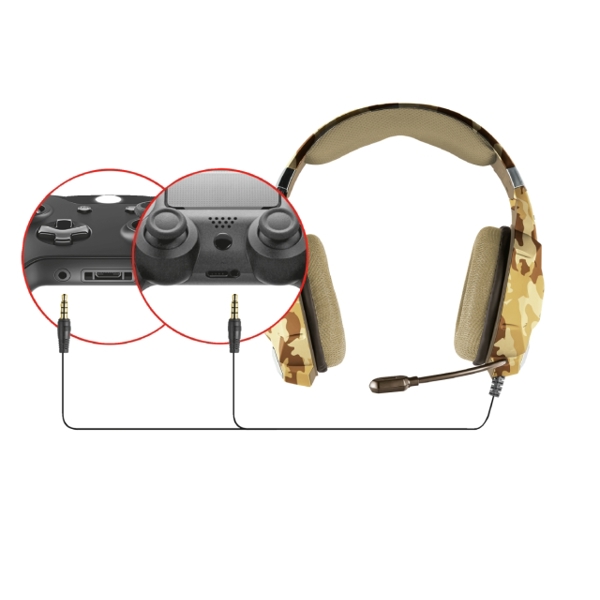 ყურსასმენი TRUST GXT 322D Carus Gaming Headset - desert camo