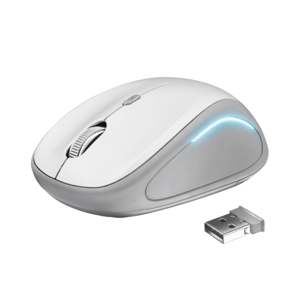 მაუსი TRUST YVI FX WIRELESS MOUSE 8m wireless range (2.4 GHz) - On-off power switch - WHITE