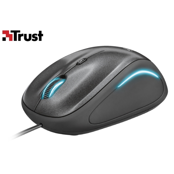 მაუსი TRUST - YVI FX COMPACT Speed select button (400/800/1200/1600 DPI) LED illumination in continuously changing colours MOUSE- Grey/Black