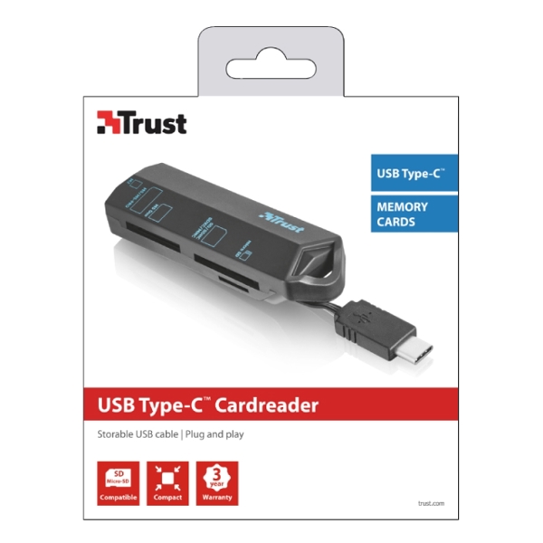 ბარათის წამკითხველი TRUST USB-C CARDREADER