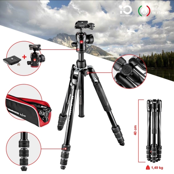 შტატივი Manfrotto MKBFRTA4BK-BH Befree Advanced Aluminum Travel Tripod twist Max Height - 150 CM