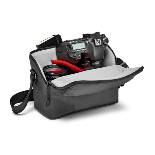 ფოტოაპარატის ჩანთა ნაცრისფერი NX Series, Grey Shoulder Bag for DSLR camera with additional lens
