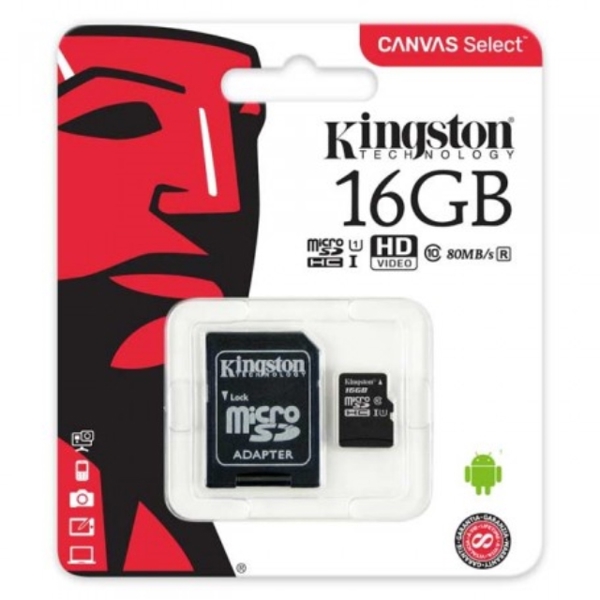 მეხსიერების ბარათი KINGSTON SDHC Select 80R C10 UHS/16GB