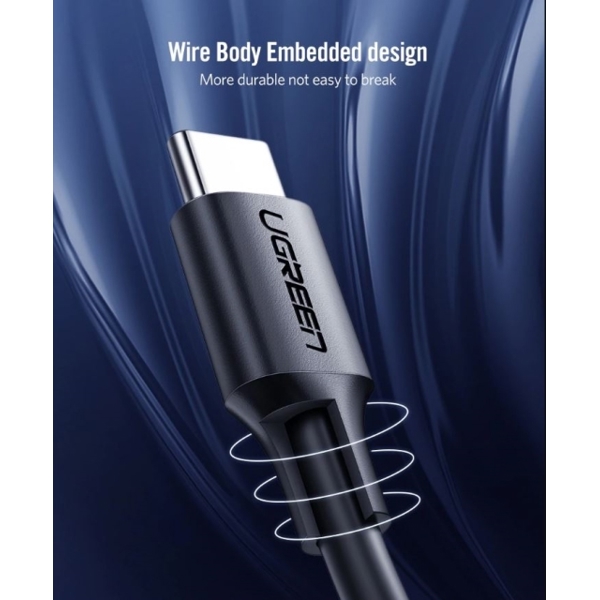 USB კაბელი UGREEN US286 (50998) USB 2.0 Type C to Type C Cable Nickel Plating 1.5m (Black)