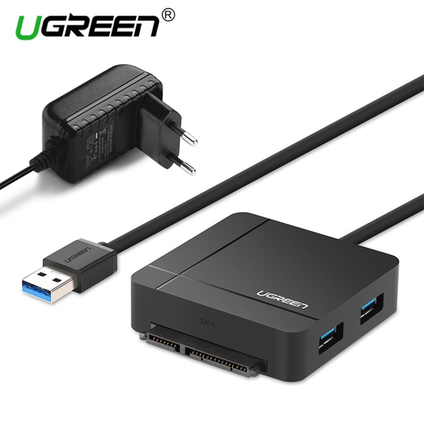 ბარათის წამკითხველი UGREEN US231 (30713) USB 3.0 to USB 3.0 Female + Sata 3.0 + TF/SD Card Reader (Black）