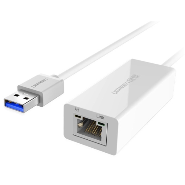 ლან ადაპტერი UGREEN CR111 (20255) USB to LAN Rj45 3.0 Gigabit Ethernet Adapter (White)