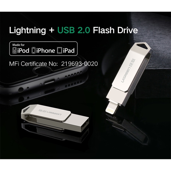 USB ფლეშ მეხსიერება Ugreen US200 (30616) USB Flash Drive 32 GB For iPhone X 8 7 6 5 USB 3.0 Lightning Pen Drive Apple MFi