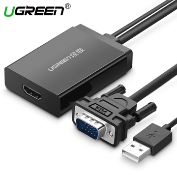 ადაპტერი UGREEN MM106 (40213) VGA + USB Audio to HDMI Converter 0.5m (Black)