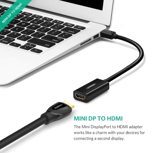 ადაპტერი UGREEN MD112 (10461) Mini DisplayPort to HDMI Adapter Mini DP Thunderbolt 2 HDMI Cable Converter for MacBook Air 13 Surface Pro 4 thunderbolt (Black)