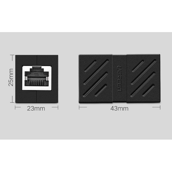 ქსელის კაბელის გადასაბმელი UGREEN NW114 (20390), RJ45 Cat7 / 6 / 5e Ethernet Adapter 8P8C Network Extender, Black