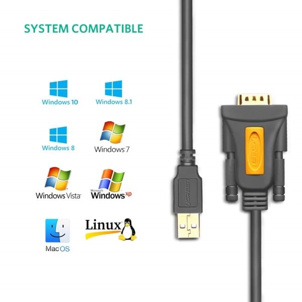 UGREEN CR104 (20222) USB to DB9 RS232 Adapter Cable 2m