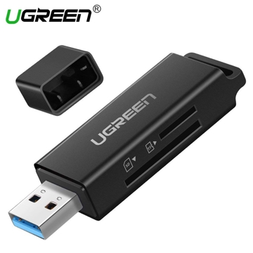 UGREEN CM104 (40752), USB 3.0 to TF+SD Dual Card Reader, Black