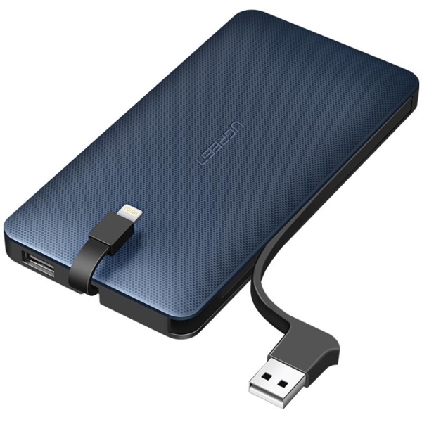 პორტატული დამტენი UGREEN PB104 (40906) 10000mAh Power Bank with Lighting Cable (Jazz Blue)