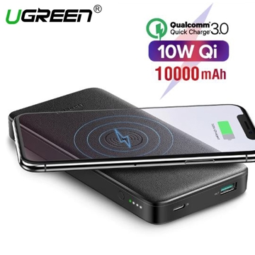 პორტატული სწრაფი დამტენი UGREEN PB124 (50578) 10000mAh Power Bank with Wireless Charging Pad (Black)