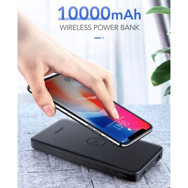 პორტატული სწრაფი დამტენი UGREEN PB124 (50578) 10000mAh Power Bank with Wireless Charging Pad (Black)