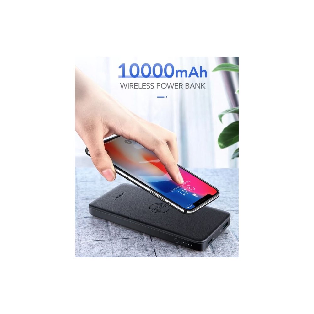 პორტატული სწრაფი დამტენი UGREEN PB124 (50578) 10000mAh Power Bank with Wireless Charging Pad (Black)