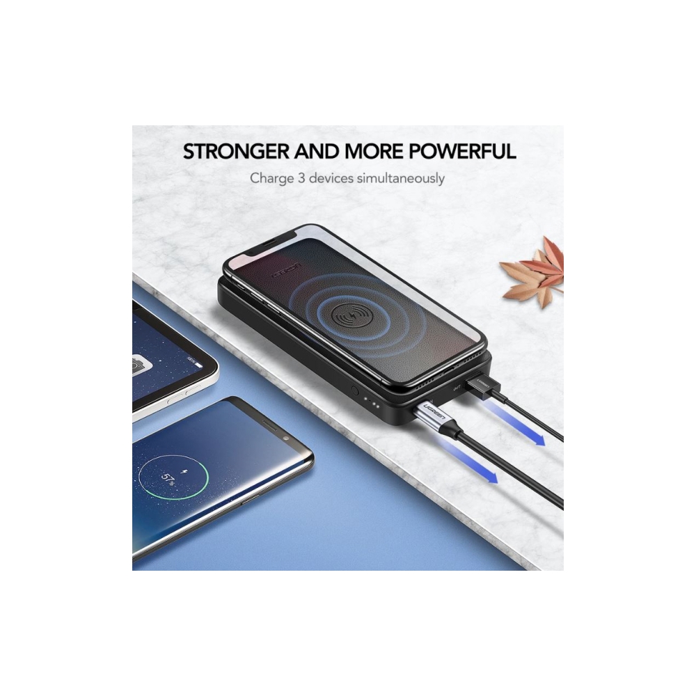 პორტატული სწრაფი დამტენი UGREEN PB124 (50578) 10000mAh Power Bank with Wireless Charging Pad (Black)