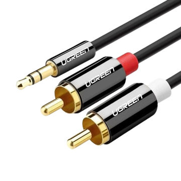 აუდიო კაბელი UGREEN AV116 (10591), 3.5mm to 2 RCA Audio Cable Adapter, 5m, Black