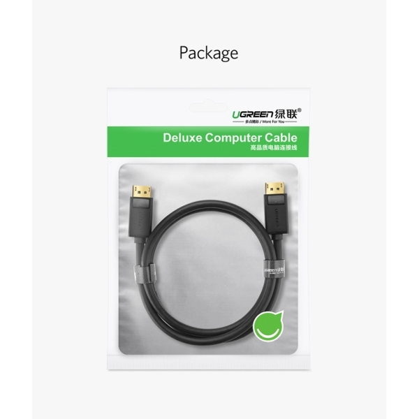  UGREEN DP102 (10244) DP male to male cable 1M DisplayPort 4K 60Hz DP 1.2 Version Ultra HD 3D Cord for HDTV PC Graphics Card for Laptop Projector Displayport Cable