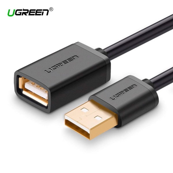 USB დამაგრძელებელი UGREEN US103 (10318) USB 2.0 A Male to A Female Cable Gold Plated 5m (Black)