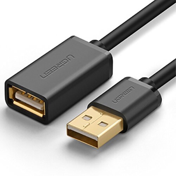 USB დამაგრძელებელი UGREEN US103 (10318) USB 2.0 A Male to A Female Cable Gold Plated 5m (Black)