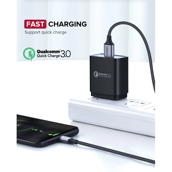 USB კაბელი UGREEN US290 (60146) USB 2.0 to Micro USB Cable, 1m, Black