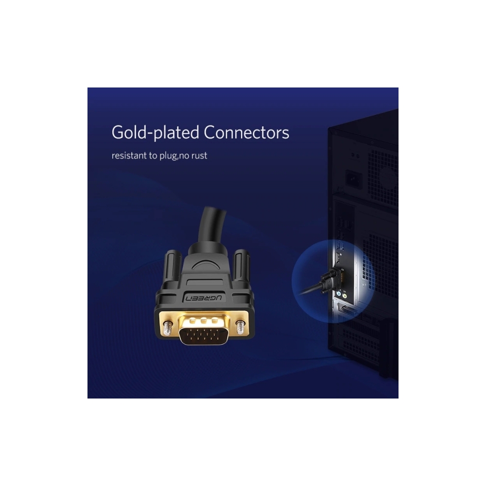 VGA კაბელი UGREEN VG101 (11634) VGA Male to Male Cable, 15m, Black