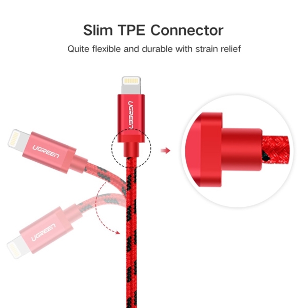 UGREEN US247 (40479)USB Lightning Cable 1m (Red)