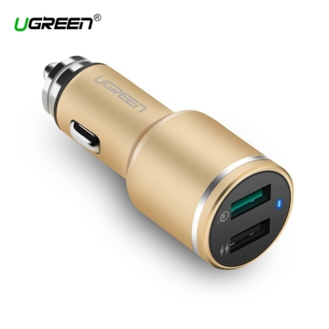 მანქანის დამტენი UGREEN CD130 (30514) Dual USB Car Charger QC3.0 (Gold)