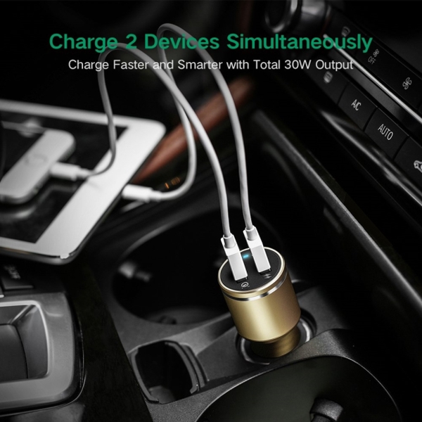 UGREEN CD130 (30514) Dual USB Car Charger QC3.0 (Gold)