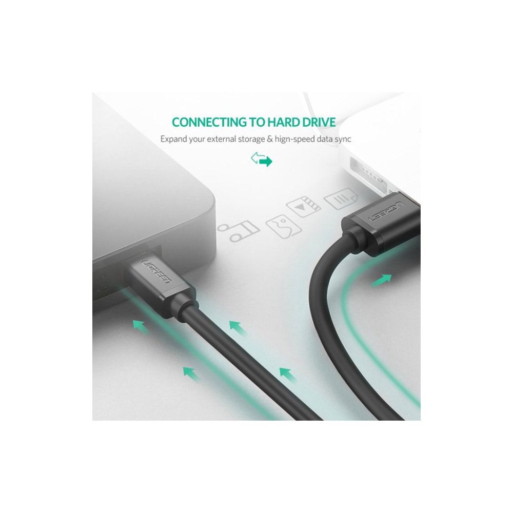 USB კაბელი UGREEN US132 (10386) USB 2.0 A Male to Mini 5 Pin Male Cable 3m (Black)